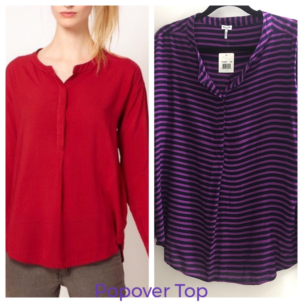 Splendid Purple Long Sleeve Relaxed Blouse